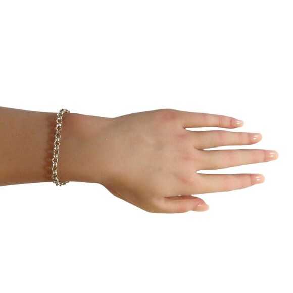 8" Sterling Silver SG Toggle Link Bracelet Rolo Link Charm Bracelet - Picture 2 of 13